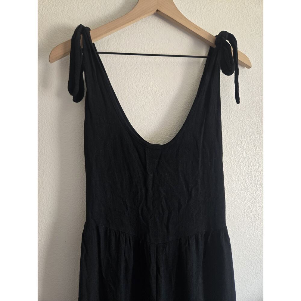 Miou Muse Linen Blend Jumpsuit Wide Leg Boho Lagenlook Minimalist Black Small - Picture 4 of 12